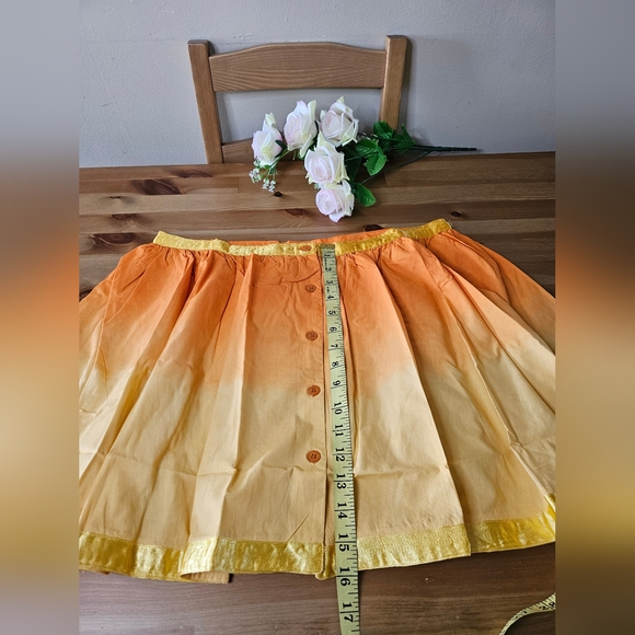 She's Cool - Mini Skirt Cotton Voile fading A-line with buttons - Orange Size L - Picture 2 of 7